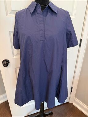 English Factory Navy Short-Sleeve Collared Mini Dress